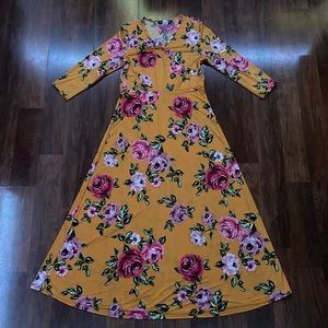 Long, golden, summer dress